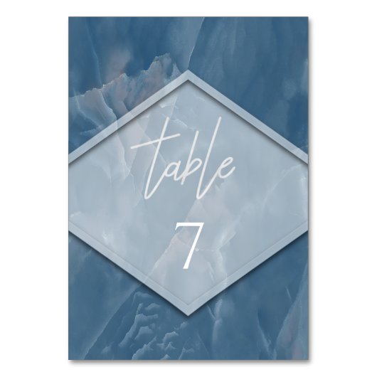 Navy blue marmer geometrische romantische kalligra kaart (Voorkant)