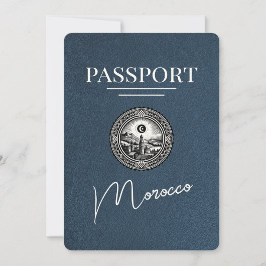 Navy Blue Marokko Passport Bewaar de datum Save The Date (Voorkant)