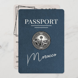 Navy Blue Marokko Passport Bewaar de datum Save The Date