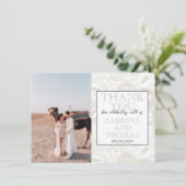 Navy Blue Marokko trouwfoto dank u Bedankkaart (Staand voorkant)