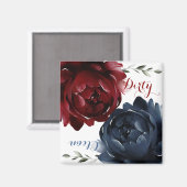 Navy Blue Maroon Red Roses Dishwasher Clean Dirty Magneet (Voorkant / Achterkant)