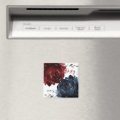 Navy Blue Maroon Red Roses Dishwasher Clean Dirty Magneet (Insitu (Vaatwasser))