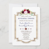 Navy Blue Marsala Floral Herfst Rehearsal Dinner Kaart (Voorkant)