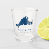 Navy Blue Martha's Vineyard Kaart Gold Heart Weddi Shot Glas (Voorkant)