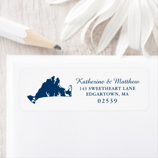 Navy Blue Marthas Vineyard Wedding Etiket (Insitu)