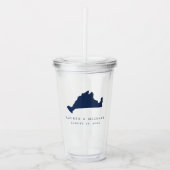 Navy Blue Martha's Vineyard Wedding Favoriet Acryl Drinkbeker (Voorkant)