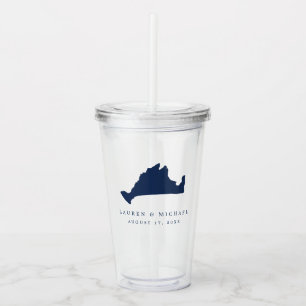 Navy Blue Martha's Vineyard Wedding Favoriet Acryl Drinkbeker