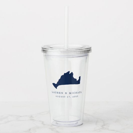 Navy Blue Martha's Vineyard Wedding Favoriet Acryl Drinkbeker (Voorkant)