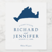 Navy Blue Marthas Vineyard Wedding Wijn Etiket (Enkel label)