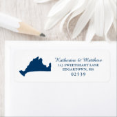 Navy Blue Marthas Wijngaard Solid Kaart Bruiloft Etiket (Insitu)