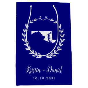 Navy Blue Maryland Map Wedding Welcome Swag Medium Cadeauzakje