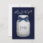 Navy Blue Mason Jar met Fireflies RSVP-kaart RSVP Kaartje (Achterkant)