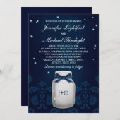 Navy Blue Mason Jar met gevuurde gevechtsvliegtuig Kaart (Voorkant / Achterkant)