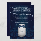 Navy Blue Mason Jar met gevuurde gevechtsvliegtuig Kaart (Voorkant / Achterkant)