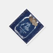 Navy Blue Mason Jar Rustic Wood Mr & Mrs Wedding Servet (Hoek)