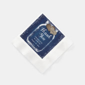 Navy Blue Mason Jar Rustiek Hout Dank u bruiloft Servet (Hoek)