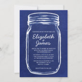 Navy Blue  Mason Jar Wedding Invitations Kaart (Voorkant)