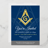 Navy Blue Masonic Freemason Real Gold