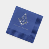 Navy Blue Masonic Square en Compass Real Silver Folie Servetten (Links)