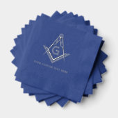 Navy Blue Masonic Square en Compass Real Silver Folie Servetten (Insitu (Gestapeld))
