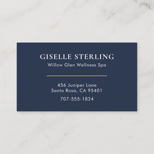Navy Blue Massage Therapeut Minimalistische Lotus Visitekaartje (Achterkant)