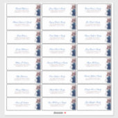 Navy Blue Mauve Bloemen Gastennamen Adreslabel Sticker (Vel)