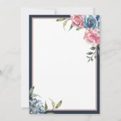 Navy Blue Mauve Botanicals Uitnodiging voor bruilo (Achterkant)