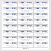 Navy Blue Mauve Floral Individuele Adresetiketten Sticker (Vel)
