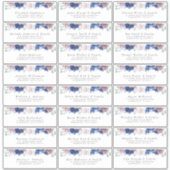 Navy Blue Mauve Floral Individuele Adresetiketten Sticker (Voorkant)