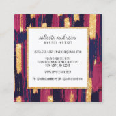 Navy Blue Mauve Paarse Gouden Glitter Paint Make-u Vierkante Visitekaartje (Achterkant)