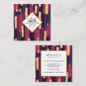 Navy Blue Mauve Paarse Gouden Glitter Paint Make-u Vierkante Visitekaartje (Voorkant / Achterkant)