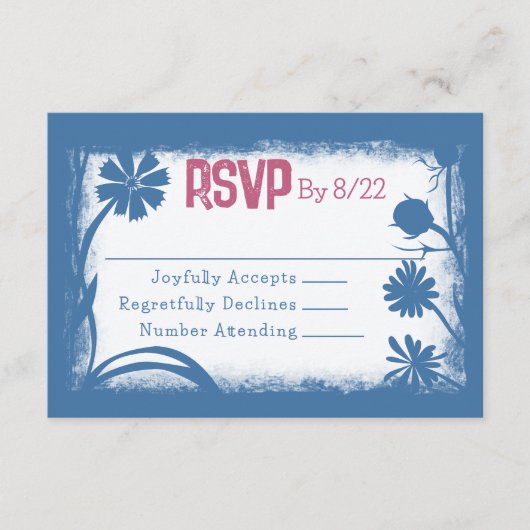  Navy Blue, Mauve Pink RSVP-kaart Advieskaart (Voorkant)