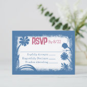  Navy Blue, Mauve Pink RSVP-kaart Advieskaart (Staand voorkant)