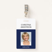Navy Blue Medewerker - Naam Foto Corporate Work Badge (Voorkant met clip)