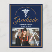 Navy Blue Medische School Foto Afstudeerfeest Aankondigingskaart (Voorkant)