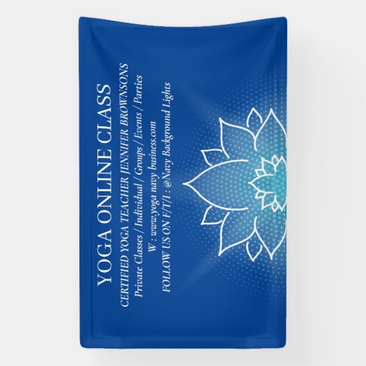 Navy Blue Meditatie Salon Yoga Lotus Spandoek (Verticaal)