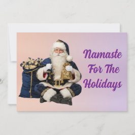 Navy Blue Meditating Santa Holiday Card -Spiritual Feestdagenkaart
