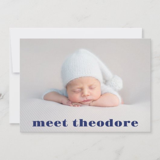 Navy Blue Meet Baby Boy Foto Collage Birth Announ Aankondiging (Voorkant)