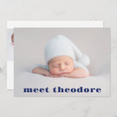 Navy Blue Meet Baby Boy Foto Collage Birth Announ Aankondiging (Voorkant / Achterkant)