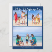 Navy Blue Mele Kalikimaka Photo Collage Christmas Feestdagenkaart (Voorkant)
