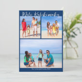 Navy Blue Mele Kalikimaka Photo Collage Christmas Feestdagenkaart (Staand voorkant)