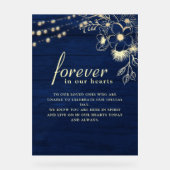 Navy Blue Memorial bruiloft acryl teken Bord (Voorkant)