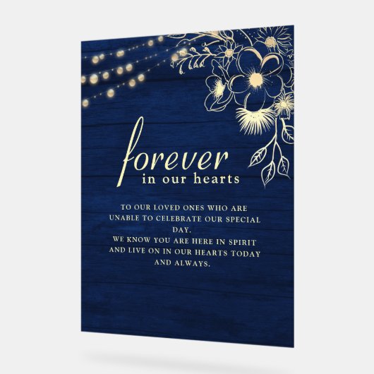 Navy Blue Memorial bruiloft acryl teken Bord (Hoek)