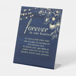Navy Blue Memorial Wedding Sign Reclamebord Met Voetstuk