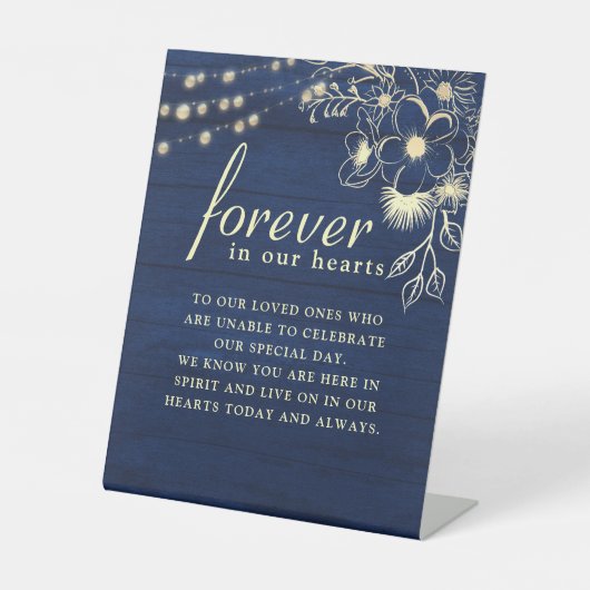 Navy Blue Memorial Wedding Sign Reclamebord Met Voetstuk (Voorkant)