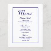Navy Blue Menu - Minimalistisch modern huwelijk le (Voorkant)