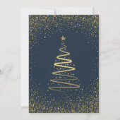Navy Blue Merry Bright Holly Berries Holiday Party Kaart (Achterkant)