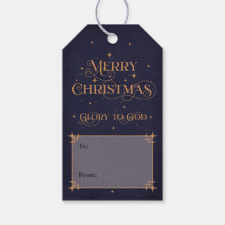 Navy Blue Merry kerst Cadeaulabel