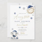 Navy Blue Merry Little Baby shower Kaart (Voorkant)