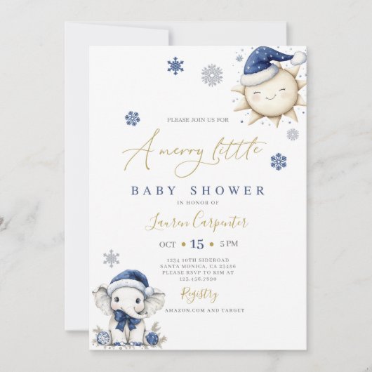 Navy Blue Merry Little Baby shower Kaart (Voorkant)